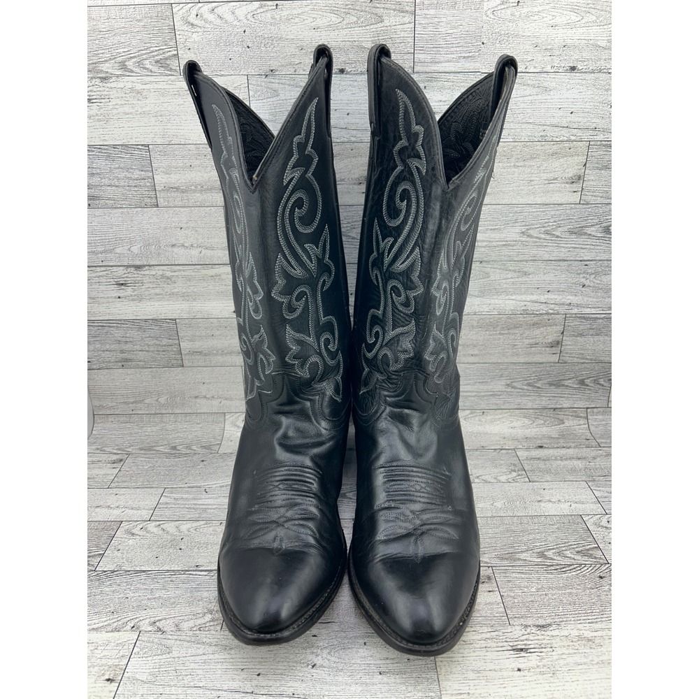 Justin Boots Mens Black Leather Western‎ Cowboy Boots Style 1409 Size 10 EE